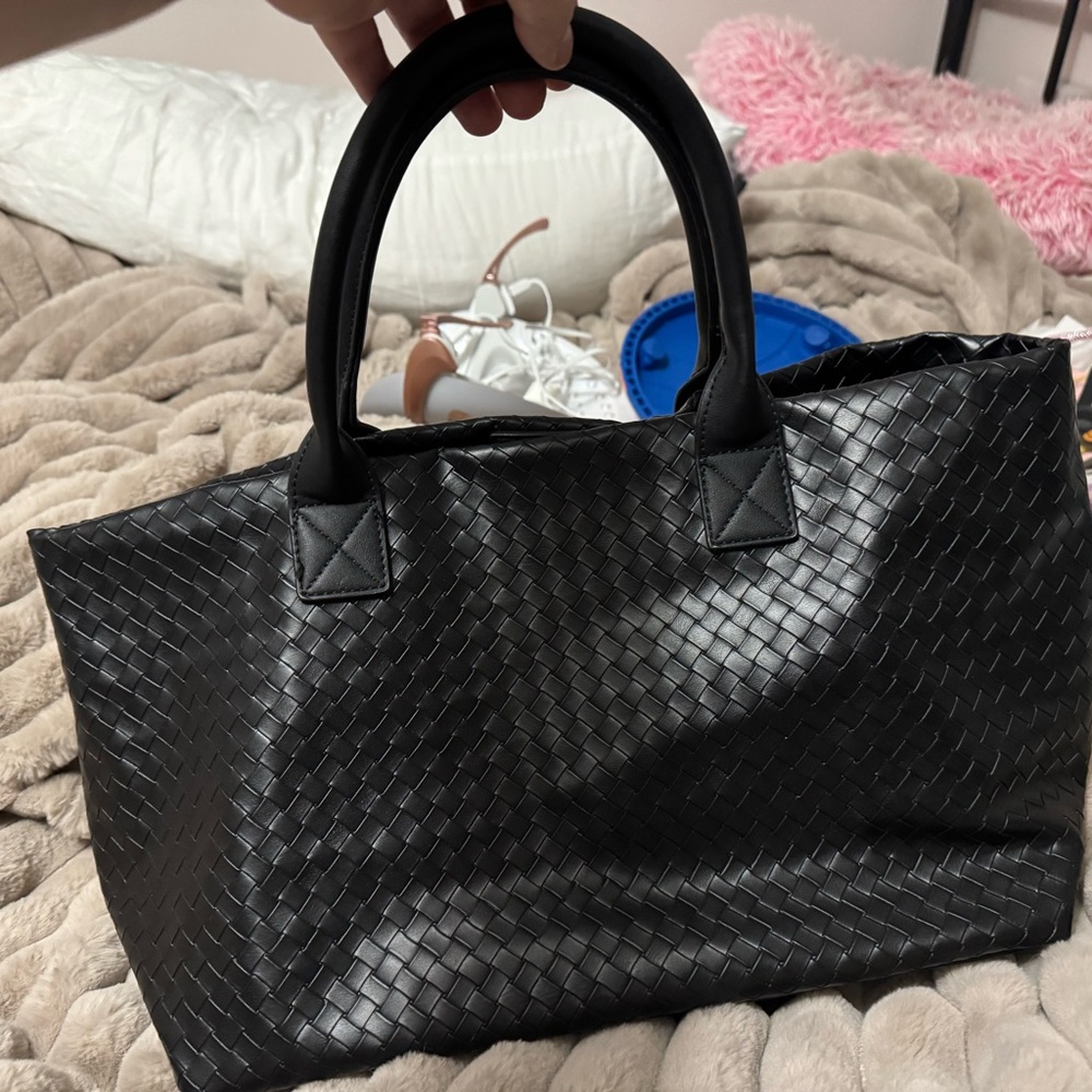 Joe Fresh Black Woven Tote Bag
